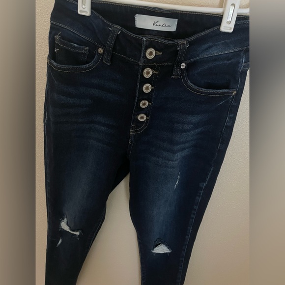 KanCan Norah High Rise Ankle Skinny Dark Distressed Jeans size 5/26 - Picture 3 of 11